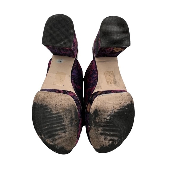 ASOS Pink Purple Velvet Chunky Platform Peep Toe Mules Size 5 Women’s - Picture 8 of 8